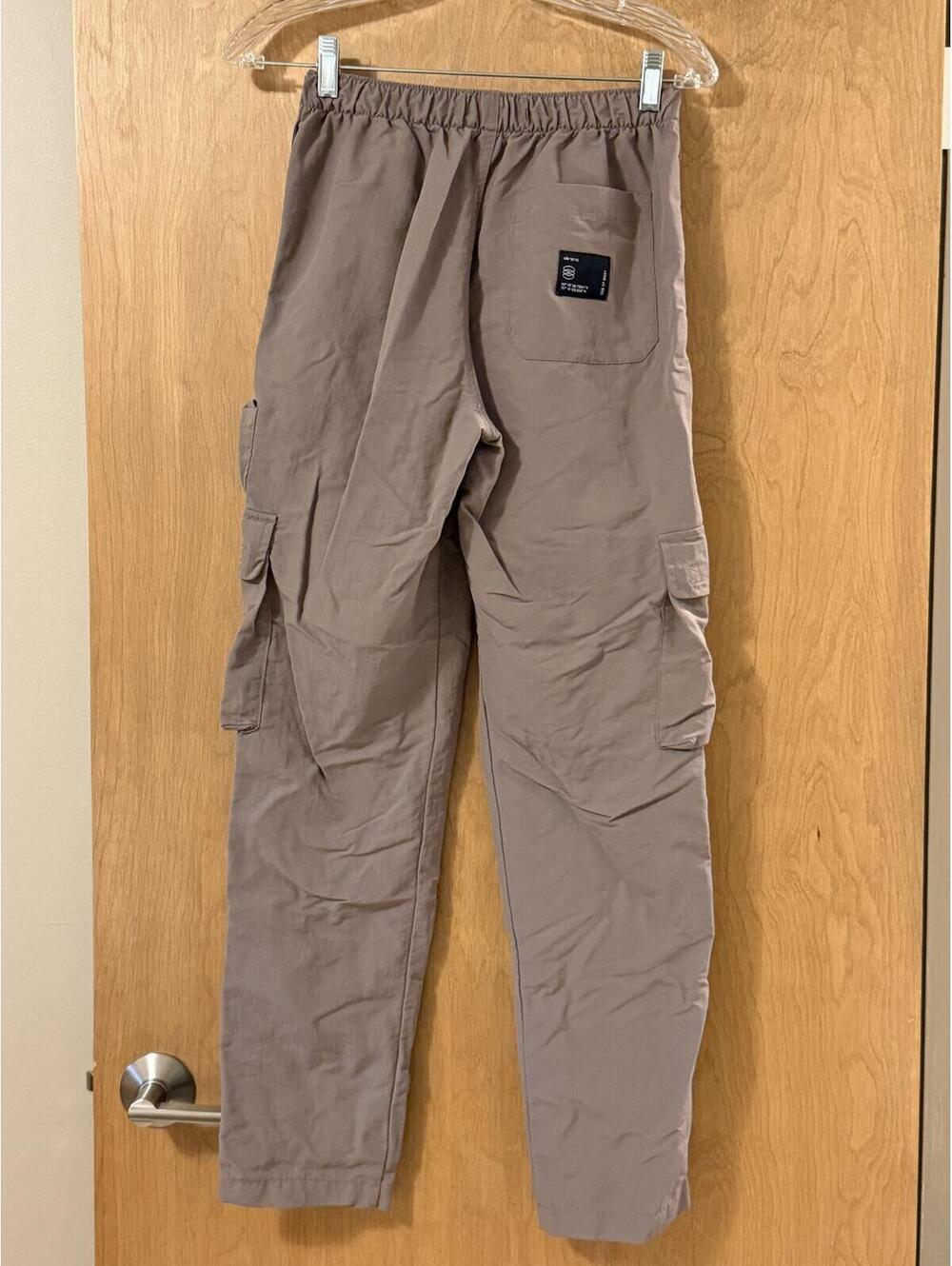 Urban Outfitters BDG Nylon Cargo Pants Women's S Taupe Elastic Waist Wide Leg - Picture 2 of 8